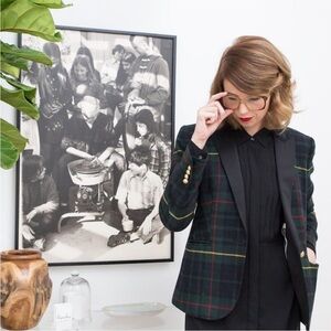 J. Crew Collection Campbell jacket Plaid RARE tuxedo Blazer in Tartan size 10